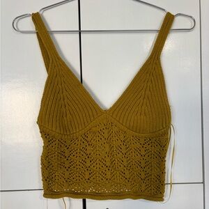 Mustard Crochet Knit Camisole Top for Women